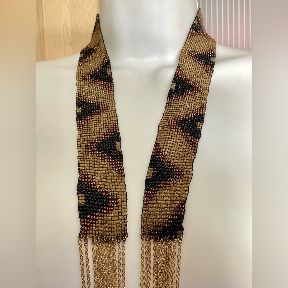 New ❣️ 24 Strand Gold Chain Beaded Necklace Y2K Vintage - Picture 5 of 14